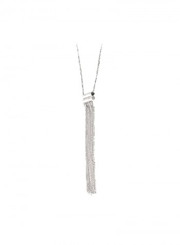 925 Sterling Silver Modern Fringe Lariat Necklace