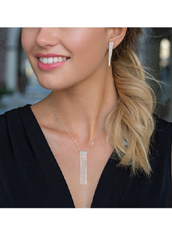 925 Sterling Silver Modern Fringe Lariat Necklace