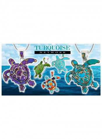 925 Sterling Silver Turquoise Network Turtle Pendant Necklace