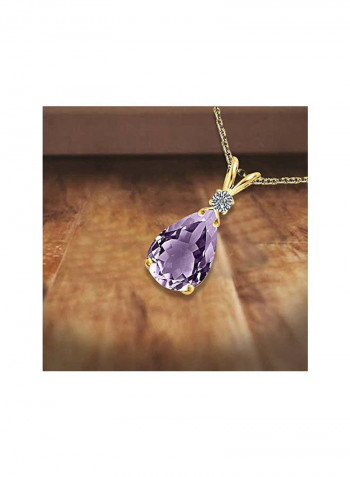 925 Sterling Silver 2.5 Ct Diamond And Amethyst Studded Pendant Necklace