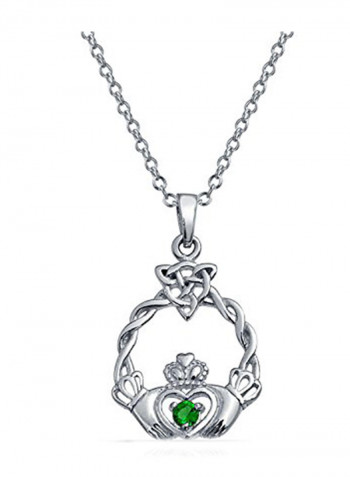 925 Sterling Silver Claddagh Celtic Friendship Heart Shape Kelly With Cubic Zirconia