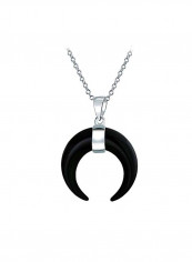 925 Sterling Silver Onyx Studded Tribal Pendant Necklace