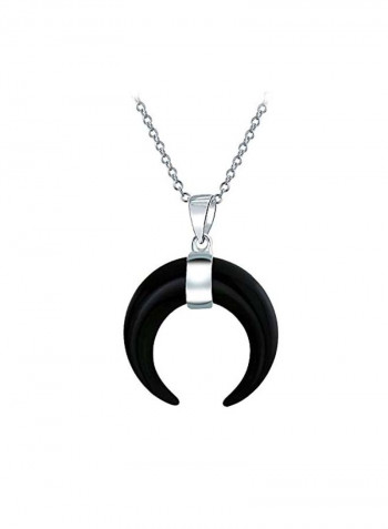 925 Sterling Silver Onyx Studded Tribal Pendant Necklace