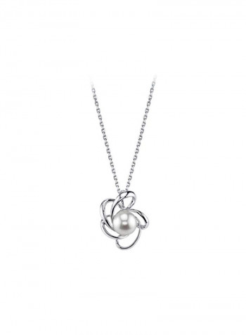 925 Sterling Silver Pearl Studded Pendant Necklace