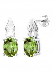 925 Sterling Silver Round Peridot Birthstone Earrings