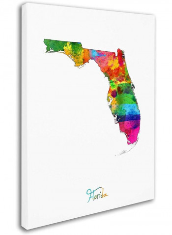 Florida Map Canvas Wall Art Multicolour 18 x 24inch