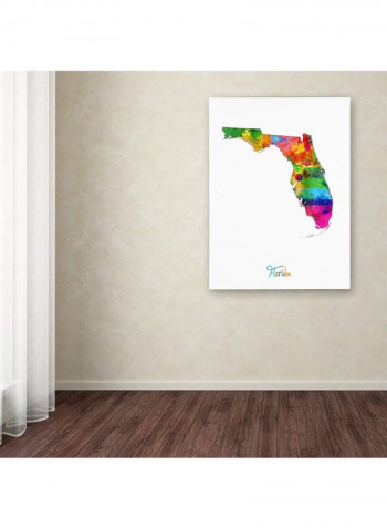 Florida Map Canvas Wall Art Multicolour 18 x 24inch