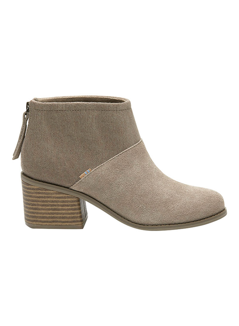 Forged Suede Felt Lacy Ankle Boots Grey/Brown
