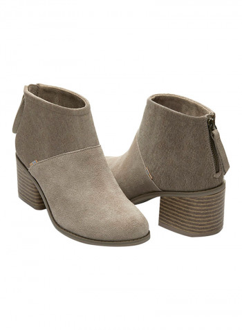 Forged Suede Felt Lacy Ankle Boots Grey/Brown