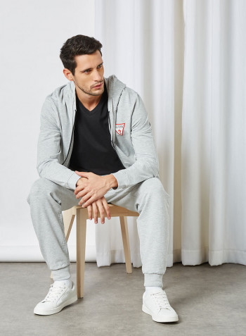 Zip Through Hoodie Light Heather Grey M