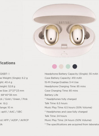E1026BT-I Sports Wireless Bluetooth In-Ear Mini Earbuds Gold