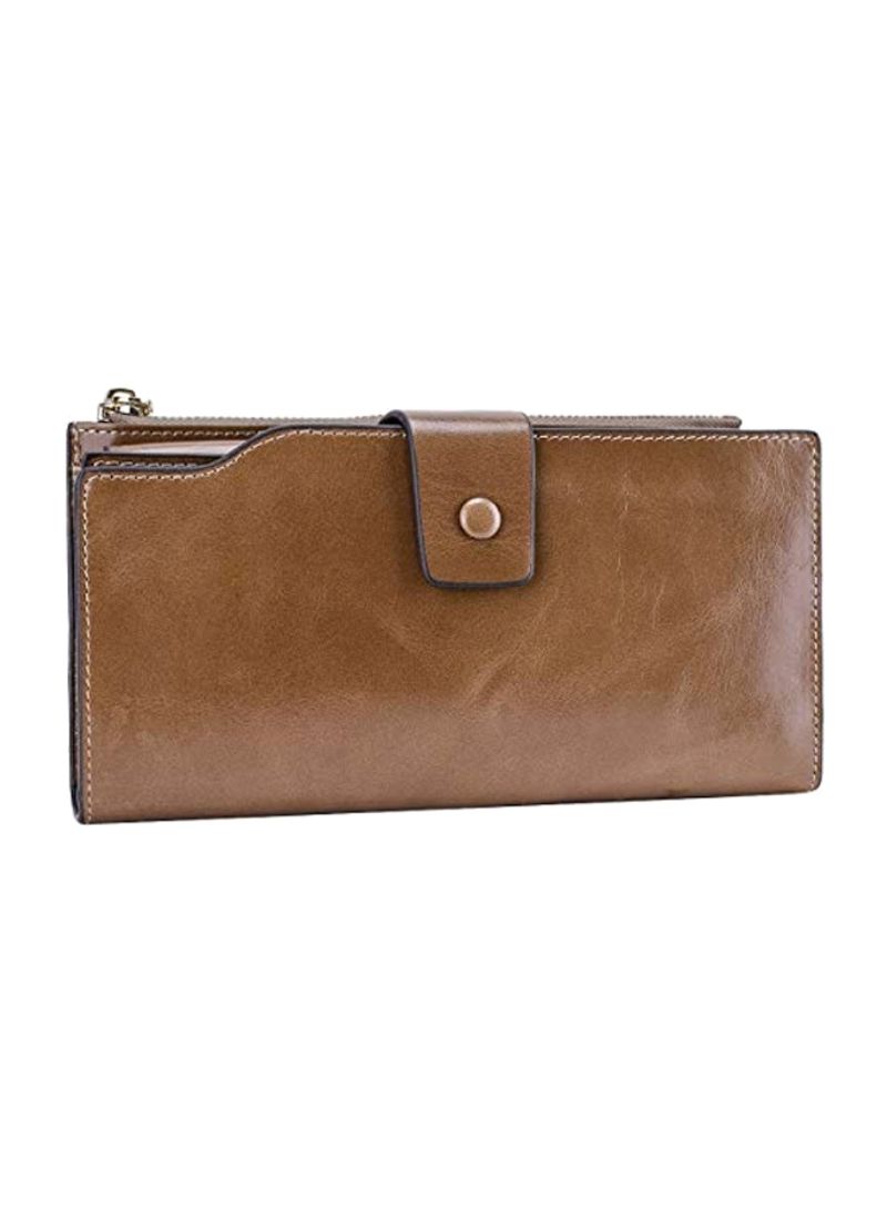 Leather Clutch Wallet Brown/Black/Gold