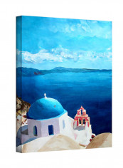 Oia Santorini Pattern Canvas Wall Art Multicolour 14 x 18inch