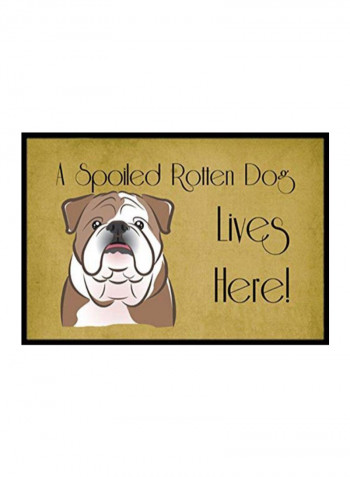 English Bulldog Spoiled Dog Lives Here Indoor/Outdoor Mat Multicolour 11 x 11inch