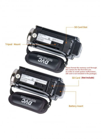 Full HD Digital Video Camera Recorder With 2 Batteries 604s Black