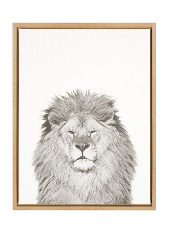 Sylvie Lion Animal Print Framed Canvas Wall Art White 18 x 24inch