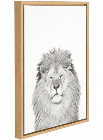 Sylvie Lion Animal Print Framed Canvas Wall Art White 18 x 24inch