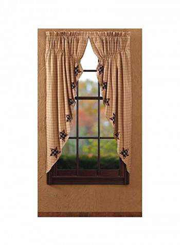 2-Piece Prairie Curtain Set Brown 72x63inch