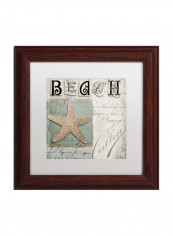 Beach Book Ii Wooden Frame Wall Art Multicolour 11 x 11inch
