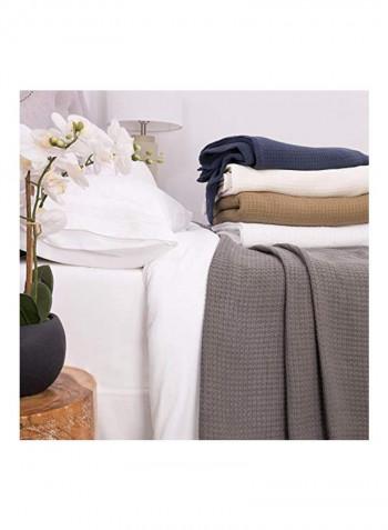 Luxurious Cotton Weave Blanket Navy King