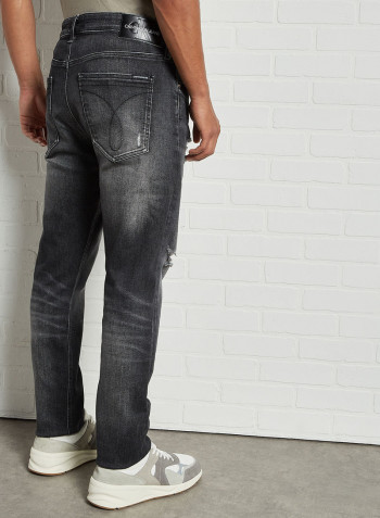 Distressed Skinny Fit Jeans Denim Black