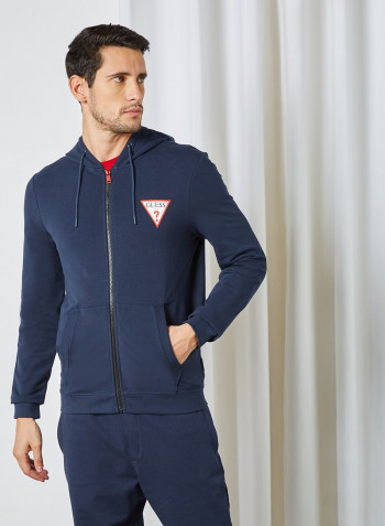 Zip Through Hoodie Suiting Blue