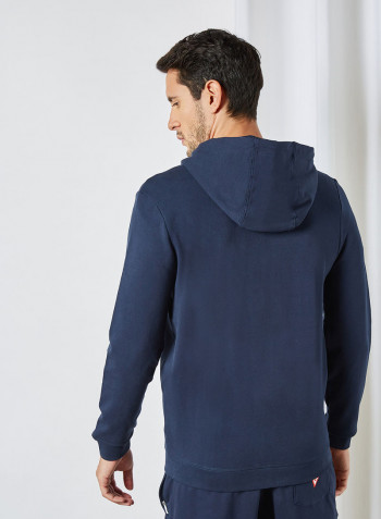 Zip Through Hoodie Suiting Blue