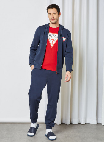 Zip Through Hoodie Suiting Blue