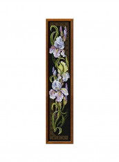 Irises Counted Cross Stitch Kit Black/Purple/Green
