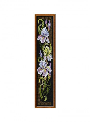 Irises Counted Cross Stitch Kit Black/Purple/Green
