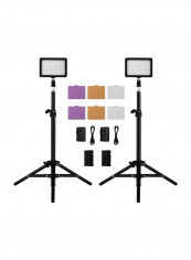 Pack Of 2 LED Video Light Kit 40.4x9x26.5centimeter White/Black/Pink