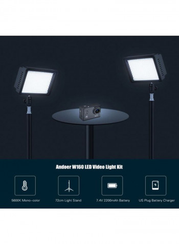 Pack Of 2 LED Video Light Kit 40.4x9x26.5centimeter White/Black/Pink
