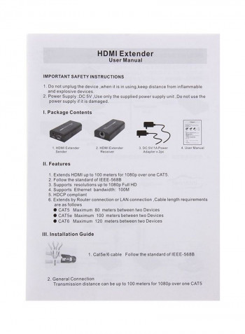 2-Piece HDMI Extender Set Black