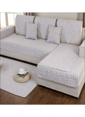 Simple Pattern Anti-slip Sofa Slipcover White 90 x 240centimeter