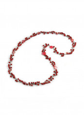 Glass Bead, Sea Shell With Silver Tone Chain Necklace