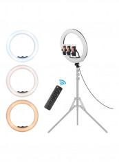 LED Ring Light with Phone Holder and Remote Control White