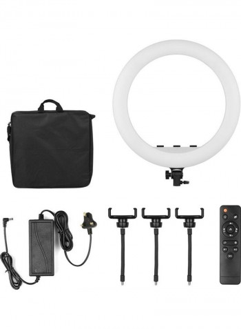LED Ring Light with Phone Holder and Remote Control White