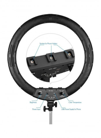 LED Ring Light with Phone Holder and Remote Control White
