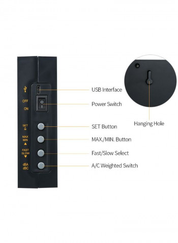 Wall Mounted Sound Level Meter With LCD Screen Black 0.701kg