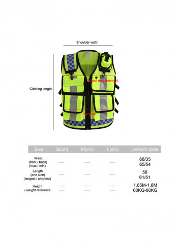 Protective Breathable Reflective Safety Vest With Pockets Green One Size