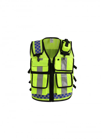 Protective Breathable Reflective Safety Vest With Pockets Green One Size
