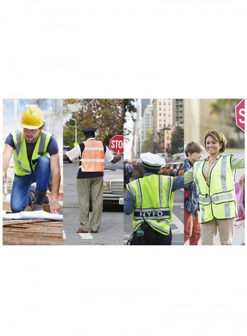 Protective Breathable Reflective Safety Vest With Pockets Green One Size