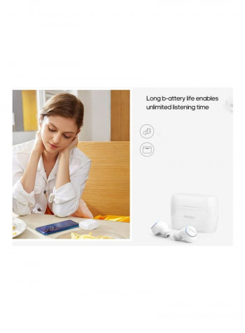 Wireless In-Ear Earphones With Mic White