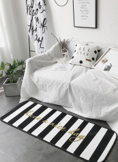 1-Piece Striped Pattern Living Room Mat Black/White M