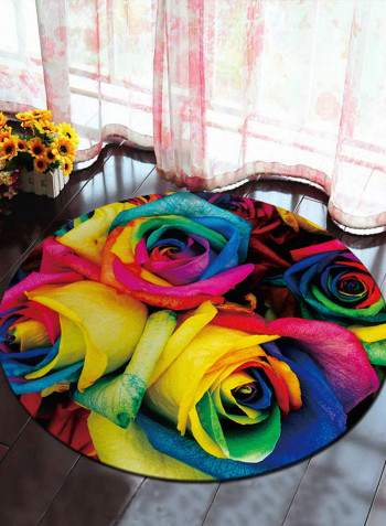 Floral Pattern Floor Mat Multicolour 100x100centimeter
