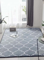 Anti-Skid Living Room Mat Grey/White 80 x 185centimeter