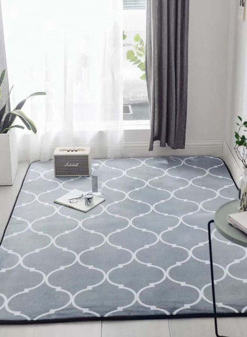 Anti-Skid Living Room Mat Grey/White 80 x 185centimeter