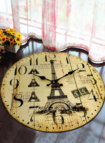 Clock Pattern Anti-Skid Floor Mat Yellow/Black 100 x 100centimeter