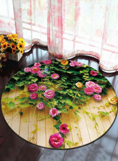 Flowers Pattern Round Shaped Floor Mat Multicolour 100 x 100centimeter