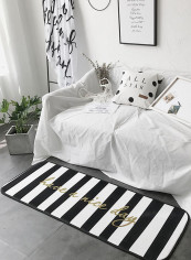 Stripped Pattern Anti-Skid Living Room Floor Mat Black/White/Gold 50 x 150centimeter